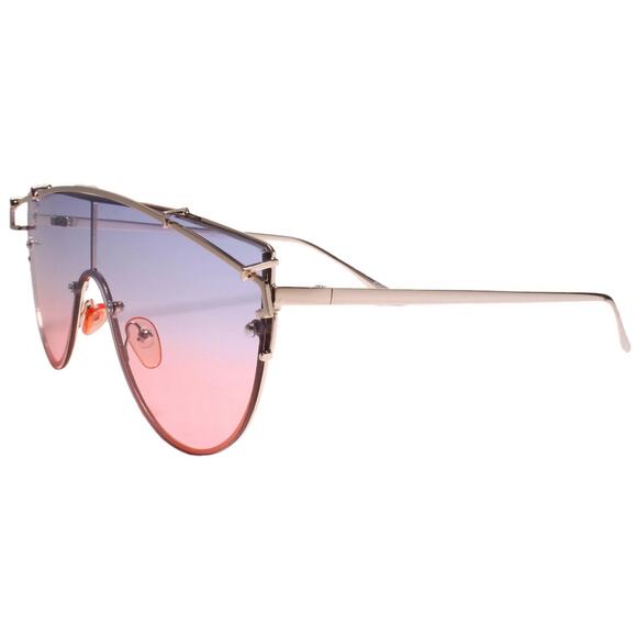 Designer Sophisticated Fancy Fashionable Womens Sunglasses Blue & Pink Lens - Picture 2 of 4